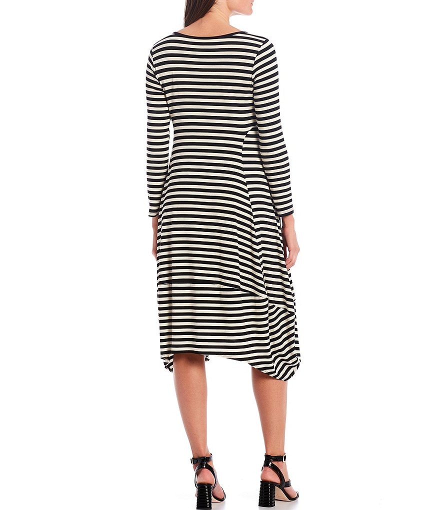 IC Collection Long Sleeve Stripe Balloon Dress