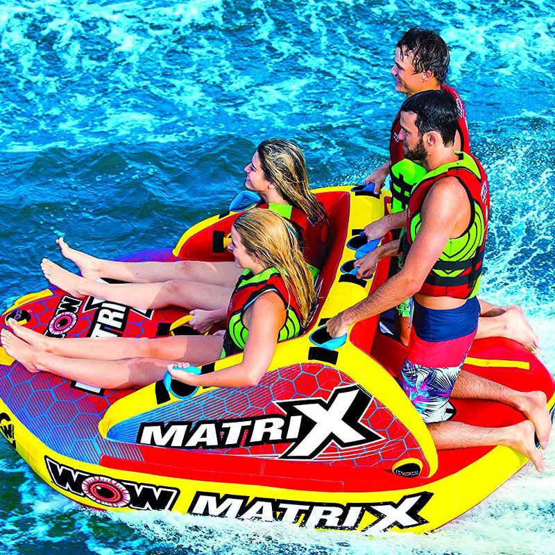WOW Watersports 1-4 Person Matrix Towable Inflatable Water Boating Deck Tube with Multiple Riding Options