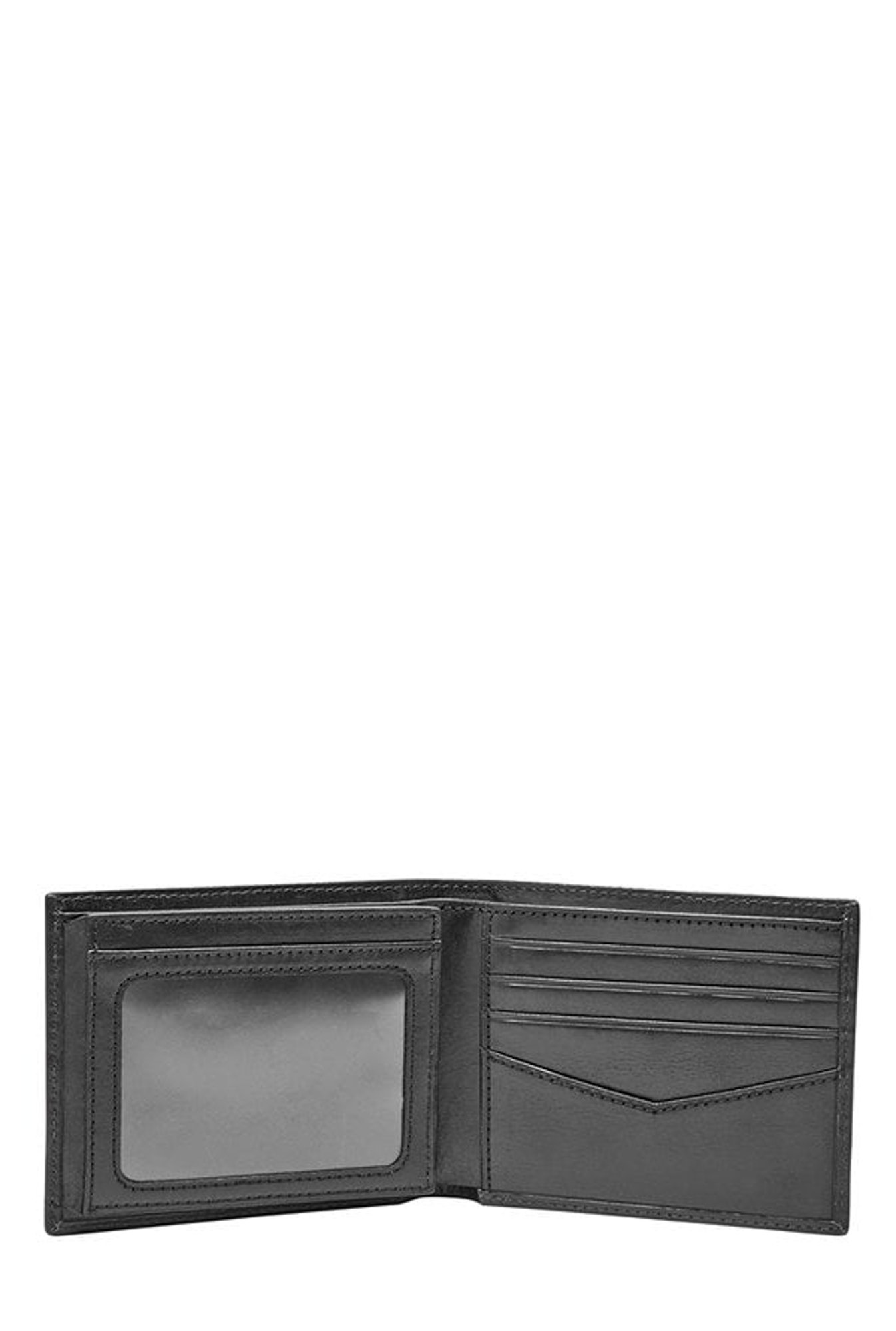 Fossil Black Solid Leather Bi-Fold Wallet
