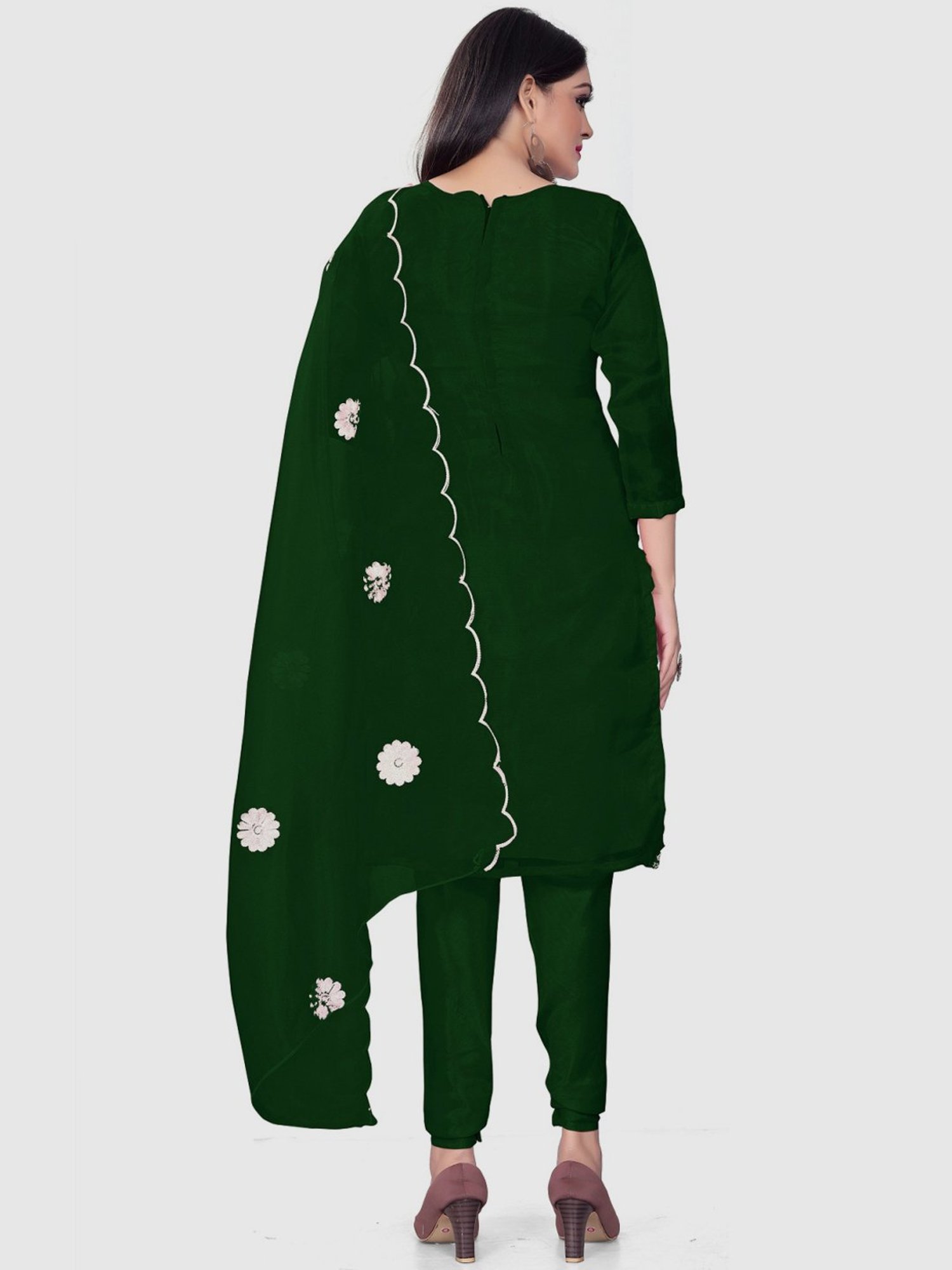 APNISHA Green Embroidered Unstitched Dress Material