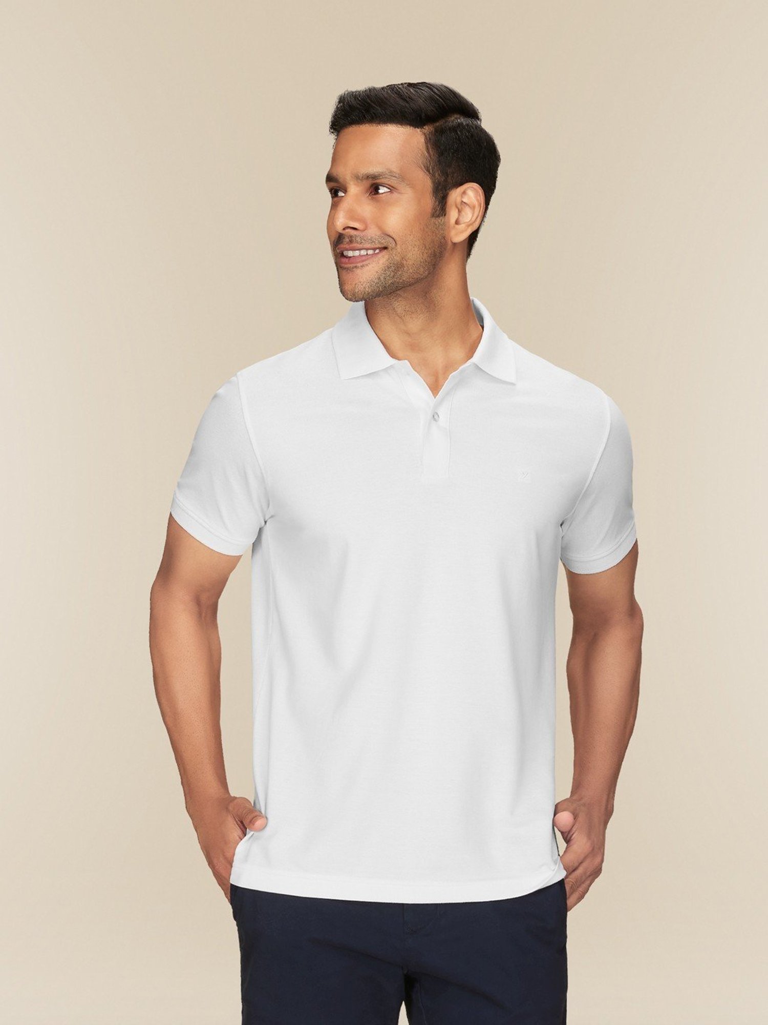 XYXX Polar White Cotton Regular Fit Polo T-Shirts