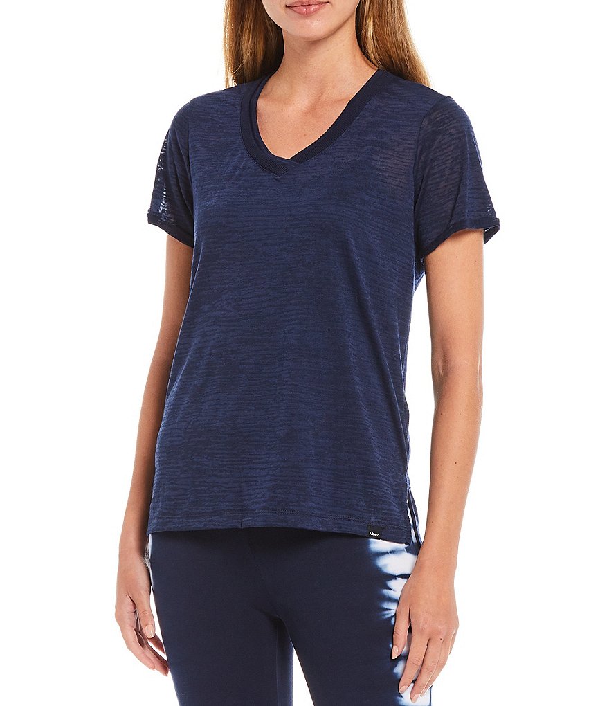Marc New York Short Sleeve V-Neck Burnout Jersey Tee