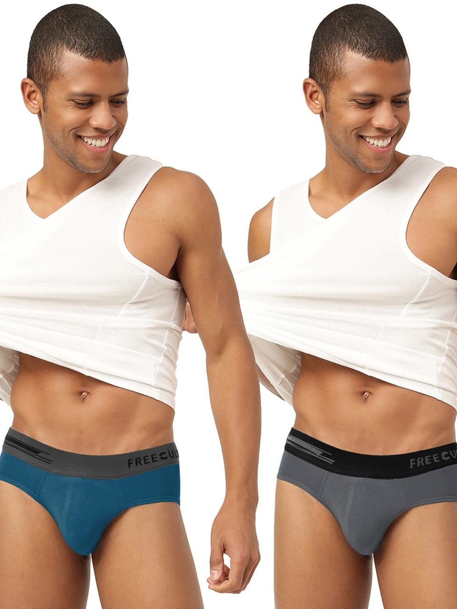 Freecultr Midnight Blue & Ash Grey Comfort Fit Briefs - Pack of 2
