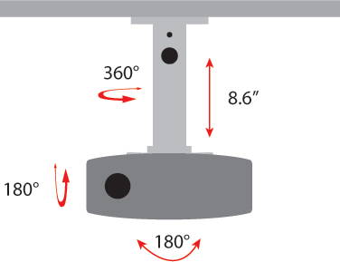 Amer Mounts Universal Drop Ceiling Projector Mount Replaces a 2'x2' Ceiling Tile - Holds up to 30 lbs