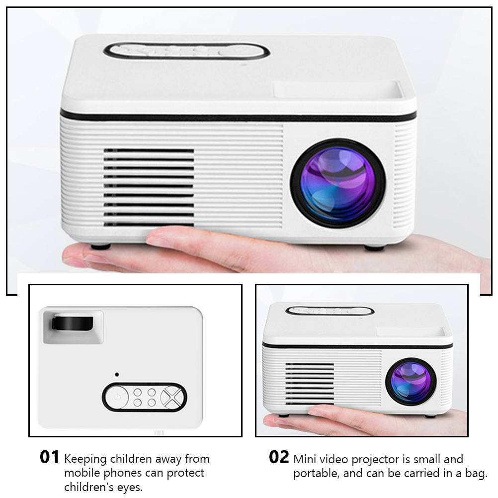 FRCOLOR 1080P HD LED New Mini Projector, Portable LED Cartoon, Movie, Children's Gft Projector, Home Theater Media Player Equipment