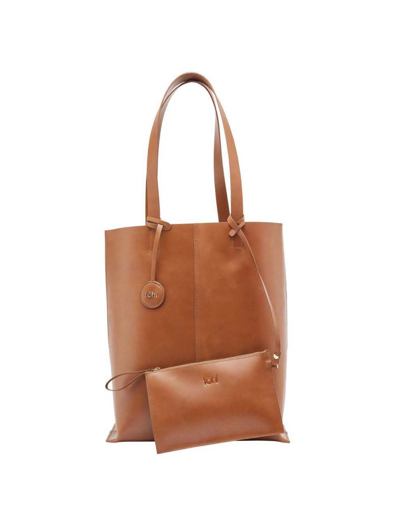 Tohl Down to Earth Brown Solid Medium Tote Handbag with pouch