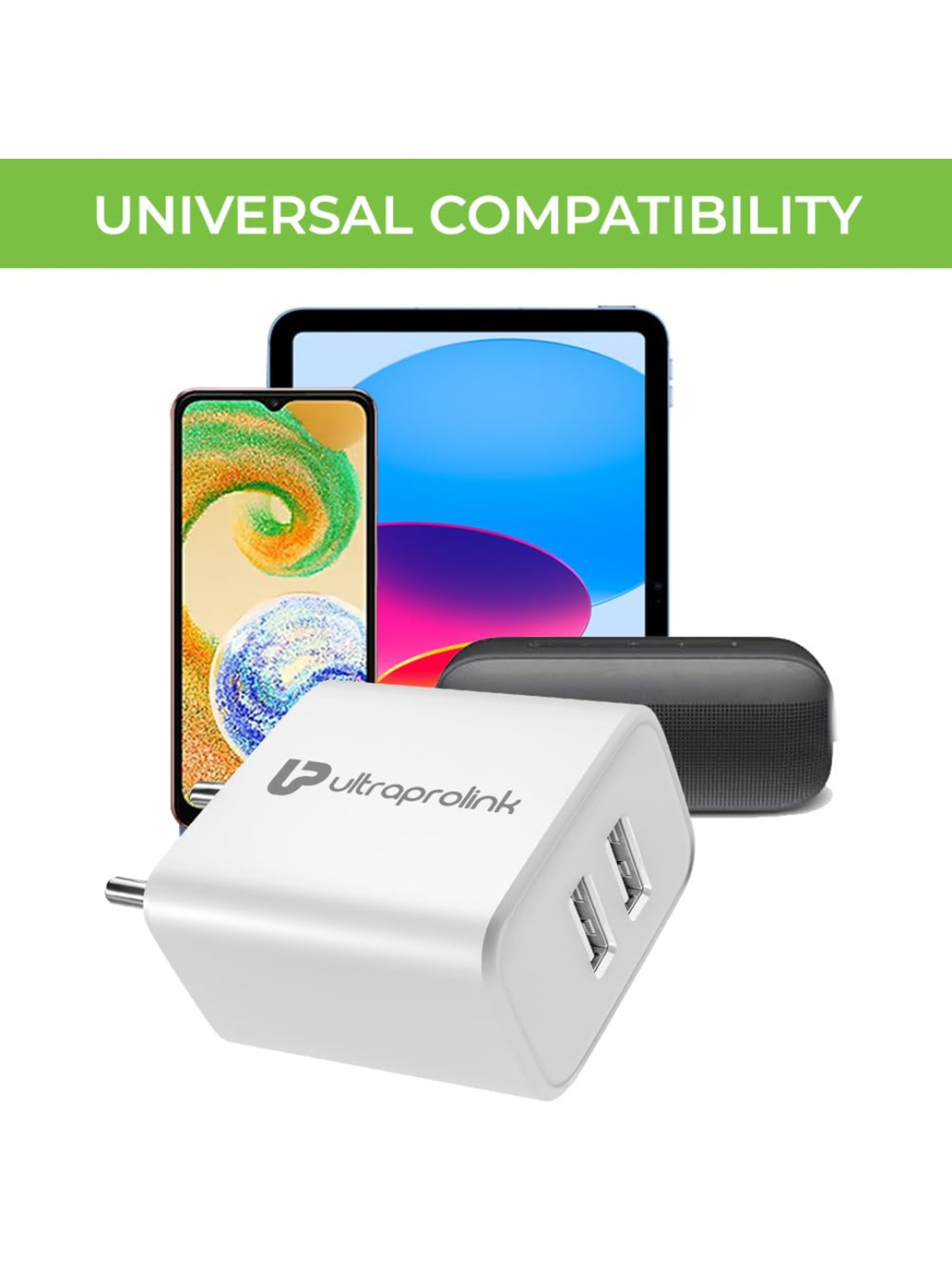 UltraProlink Boost12 UM1156M 2.4A 12W Dual USB Fast Charging Wall Charger (White)