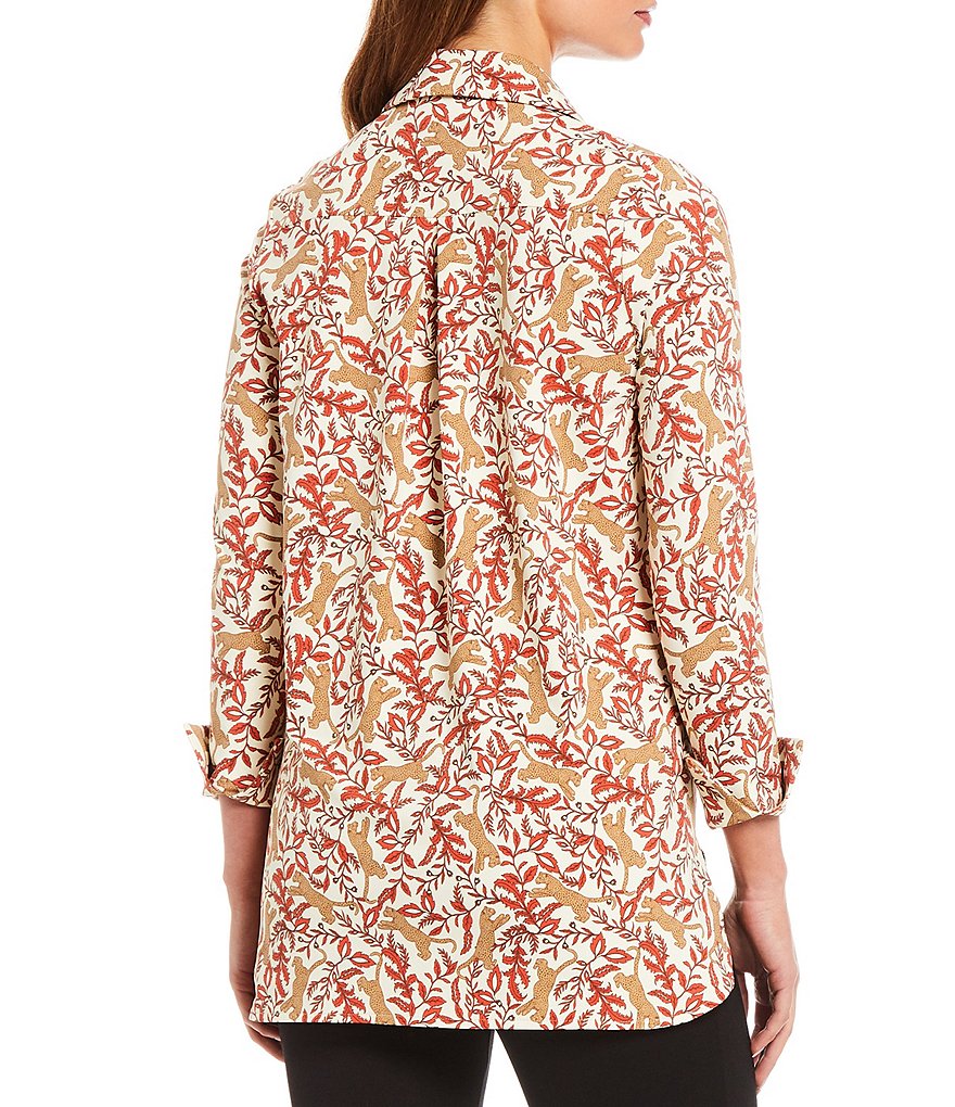 Jude Connally Hadley Jungle Cheetah Print Jude Cloth Roll-Sleeve Point Collar Tunic