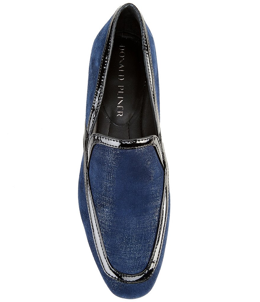 Donald Pliner Rezza Distressed Metallic Leather Moc Toe Loafers