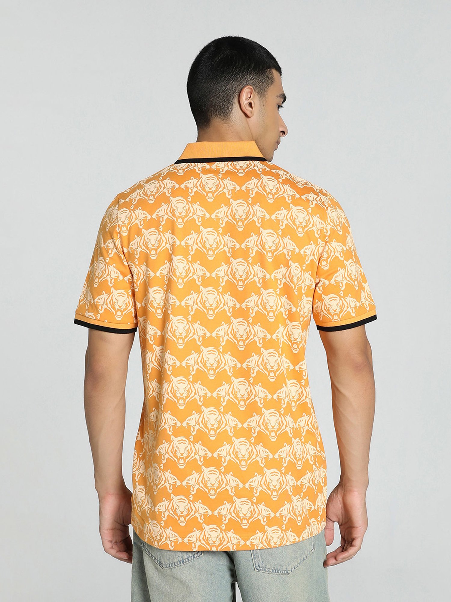 Puma x DC Orange Slim Fit Cotton Cricket Polo T-Shirt