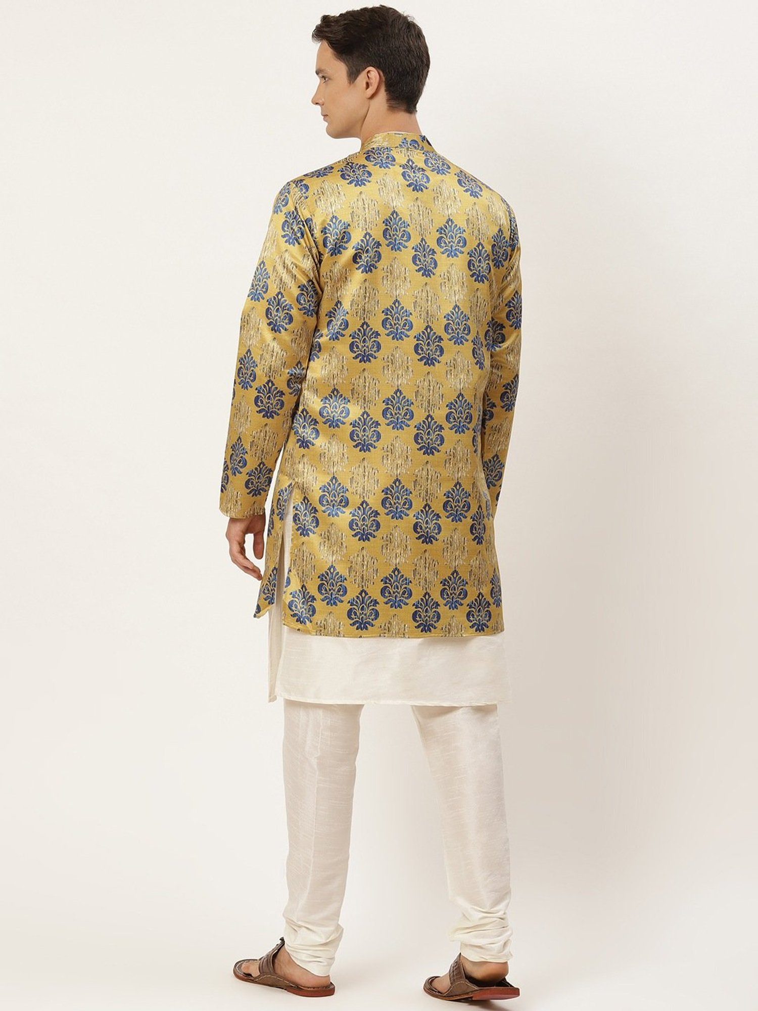 Sojanya Cream Regular Fit Printed Kurta Set With Jacket