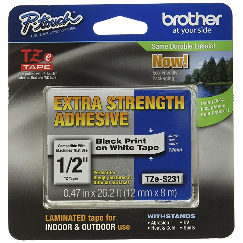 Genuine Ptouch TZeS231 Tape 12 047 Wide Standard Laminated Tape047 x 262 ft 12mm x 8mm