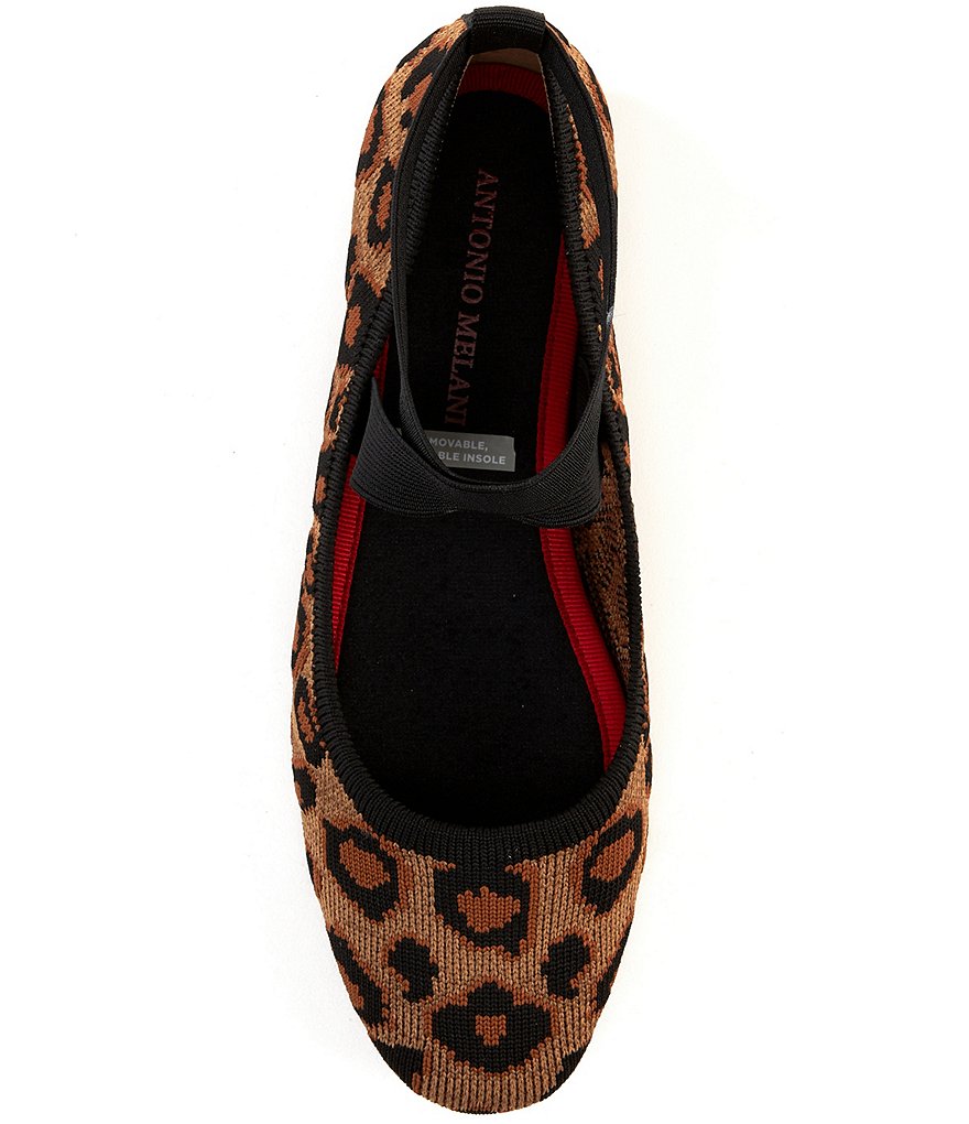 Antonio Melani Brennlee-A Leopard Print Knit Elastic Ankle Flats
