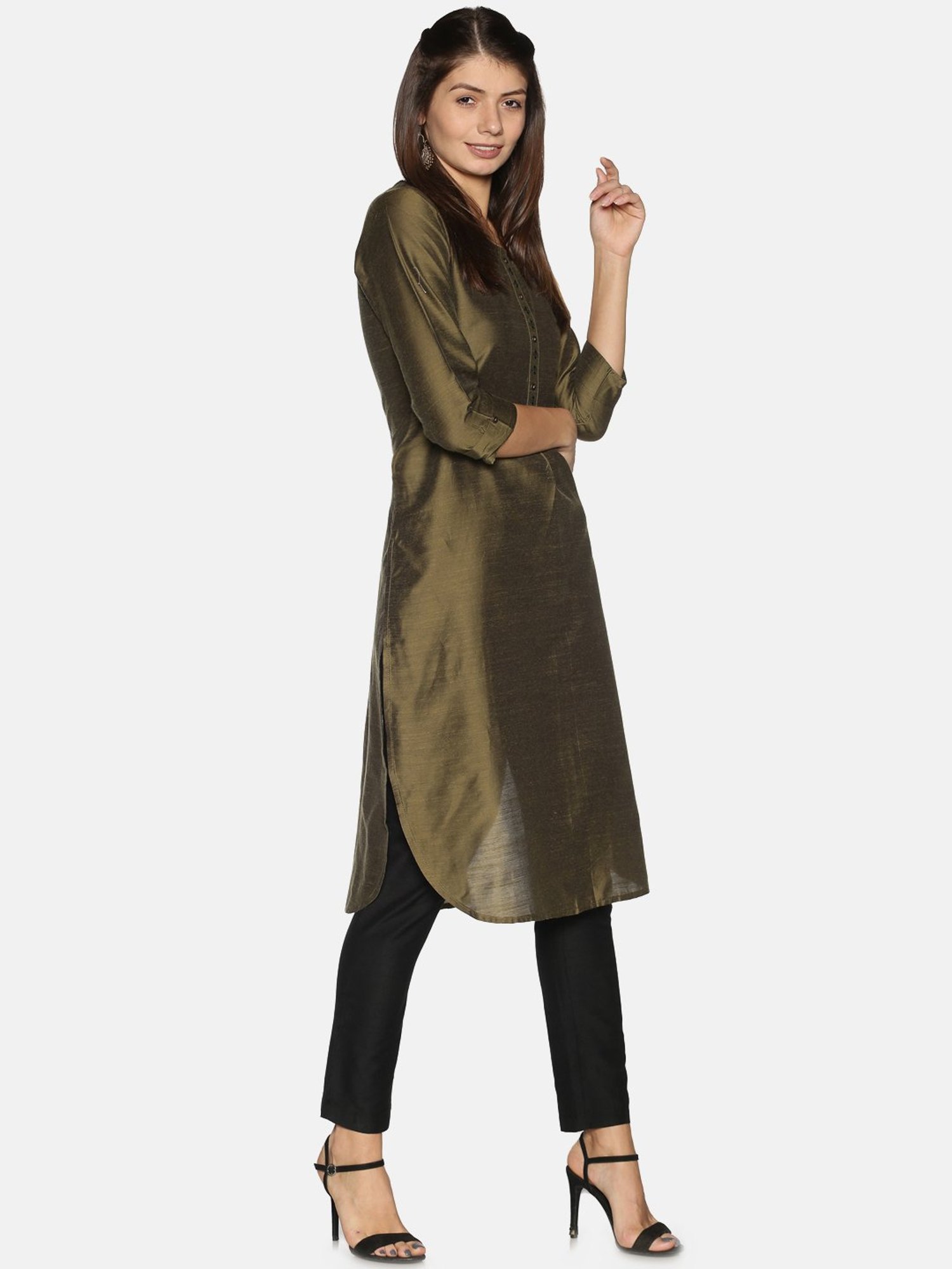 Saffron Threads Black Regular Fit Pants