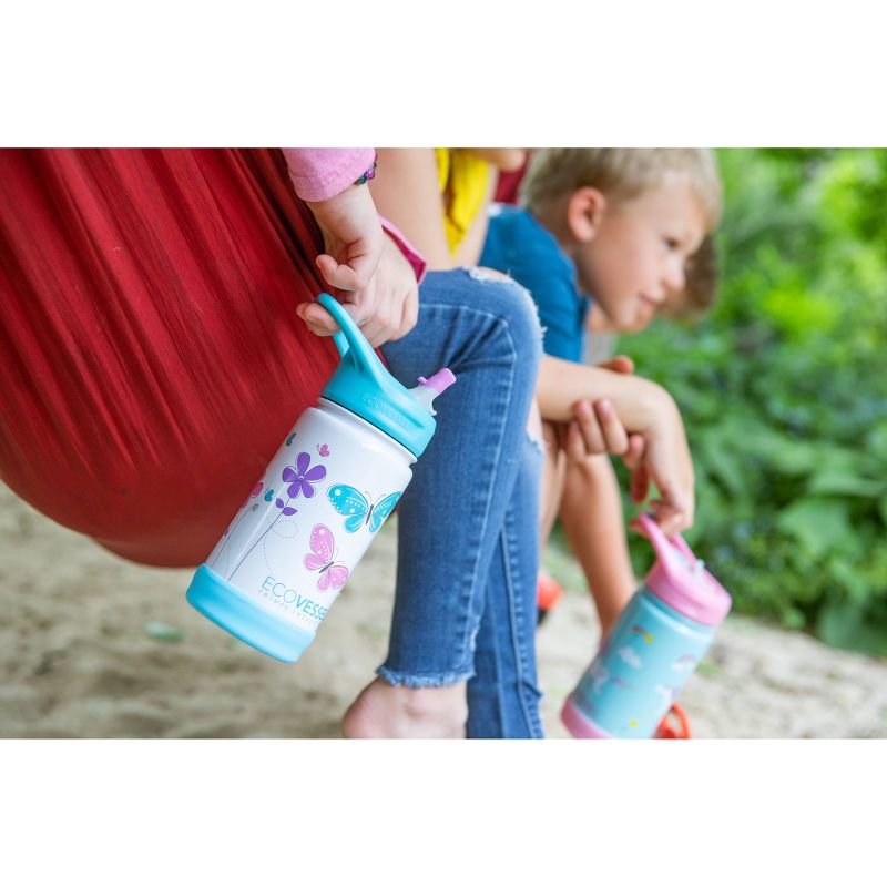 EcoVessel 12oz Frost Insulated Stainless Steel Kids' Water Bottle with Straw Top - Butterfly