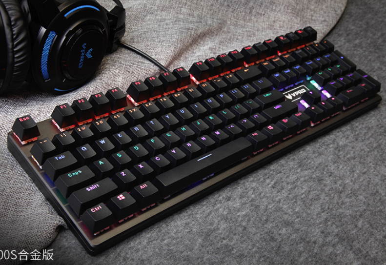 Rapoo V700S Alloy Version, N-key Rollover, Ergonomic Design, Cool Exterior Waterproof USB Wired Black Mechanical Gaming Keyboard-Mixed Colors Backlit