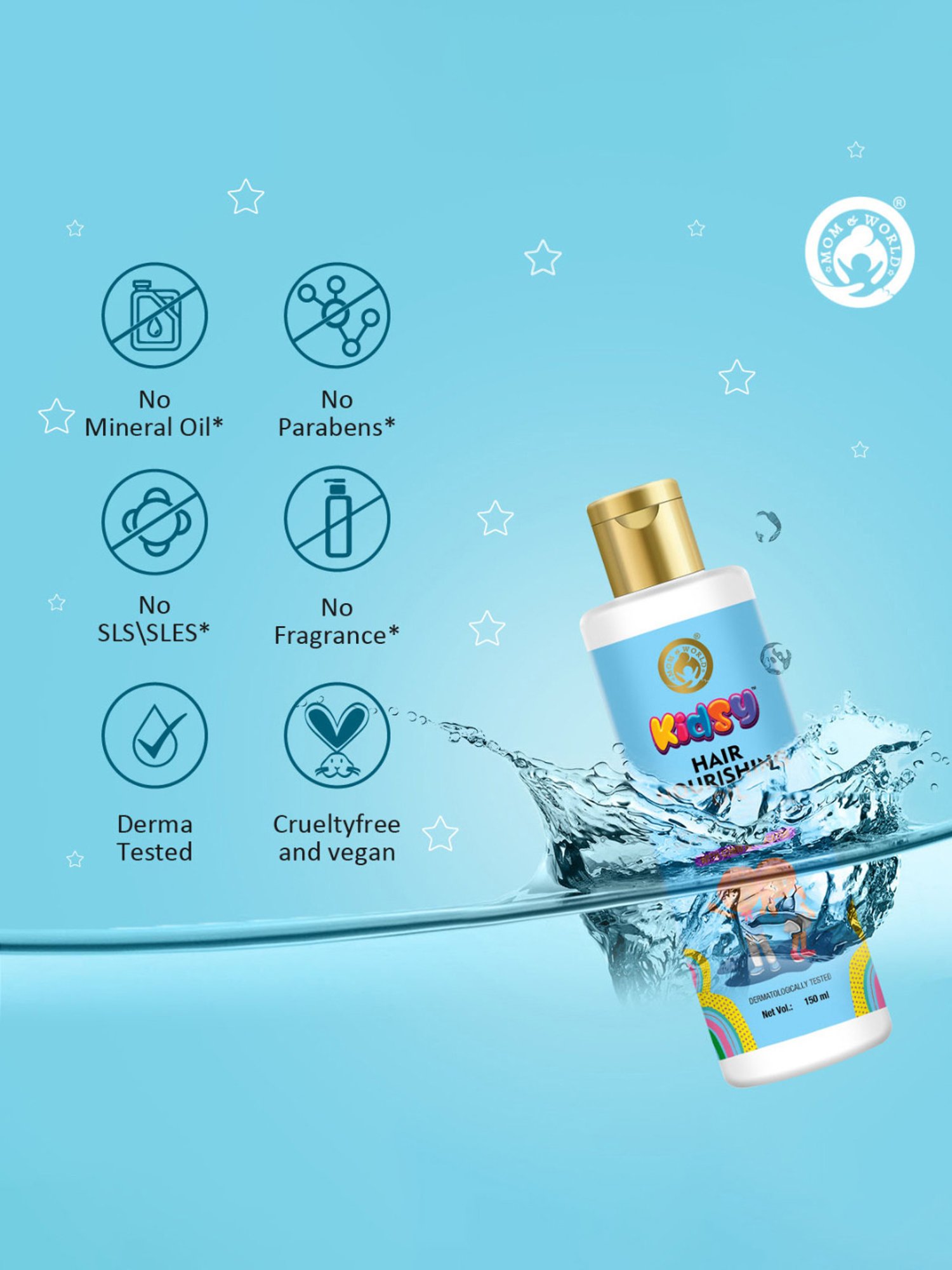 Mom & World Kidsy Hair Nourishing Oil With Comb Applicator for Kids - 150ml