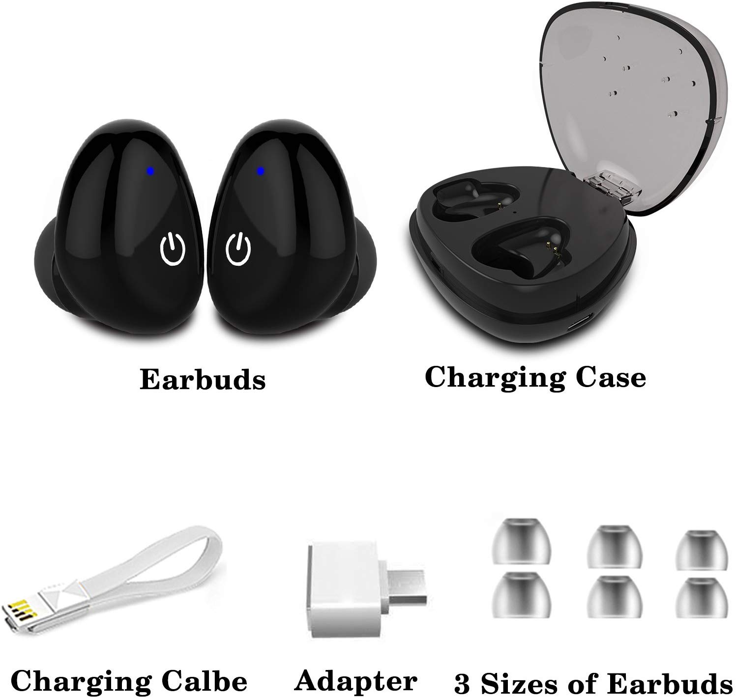 True Wireless Earbuds,Bluetooth 4.2 Deep Base Headphones, Sports in-Ear TWS Stereo Mini Headset