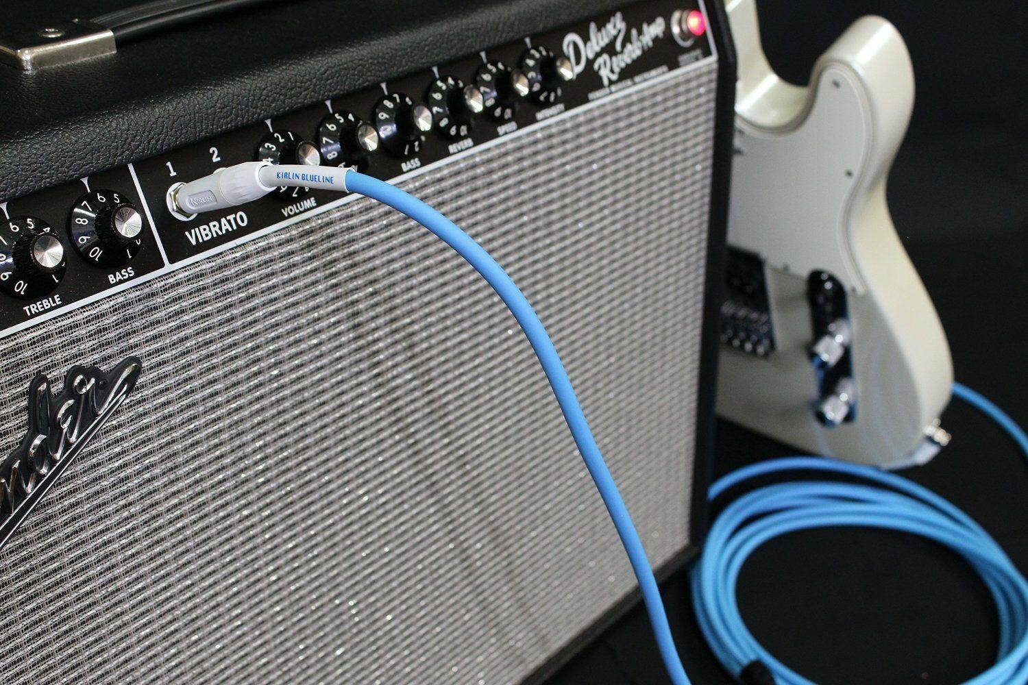10ft Kirlin 1/4" Mono M/M Straight to Right Angle Instrument Cable, Blueline