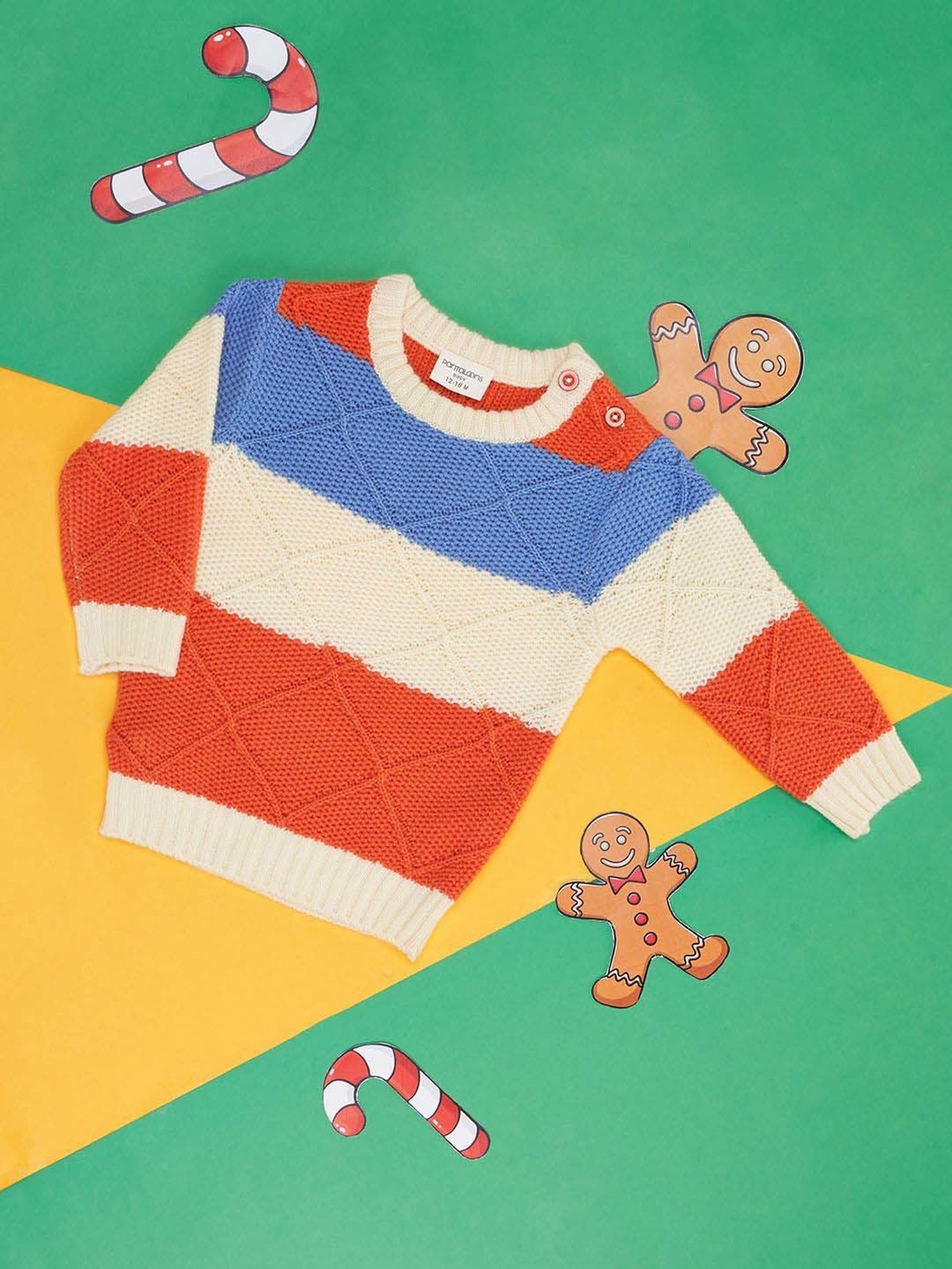 MINIKLUB Girls Green Self Design Full Sleeves Sweater