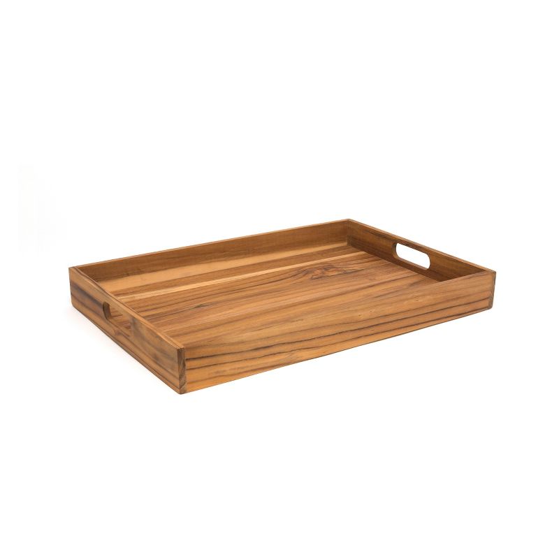 Lipper International Large Teak Tray with Cut Out Handles