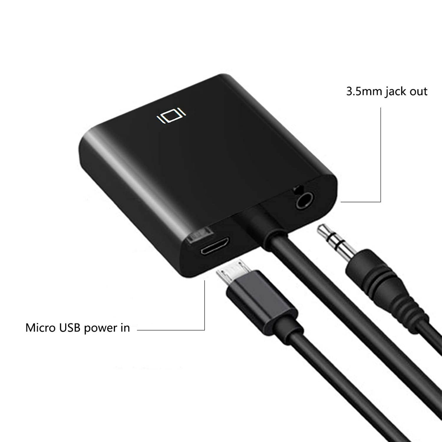 HDMI to VGA with Audio Adapter Gold-Plated Cord 1080P HDMI to VGA Video Converter Male to Female with 3.5mm Audio and Power Port for PC Laptop DVD