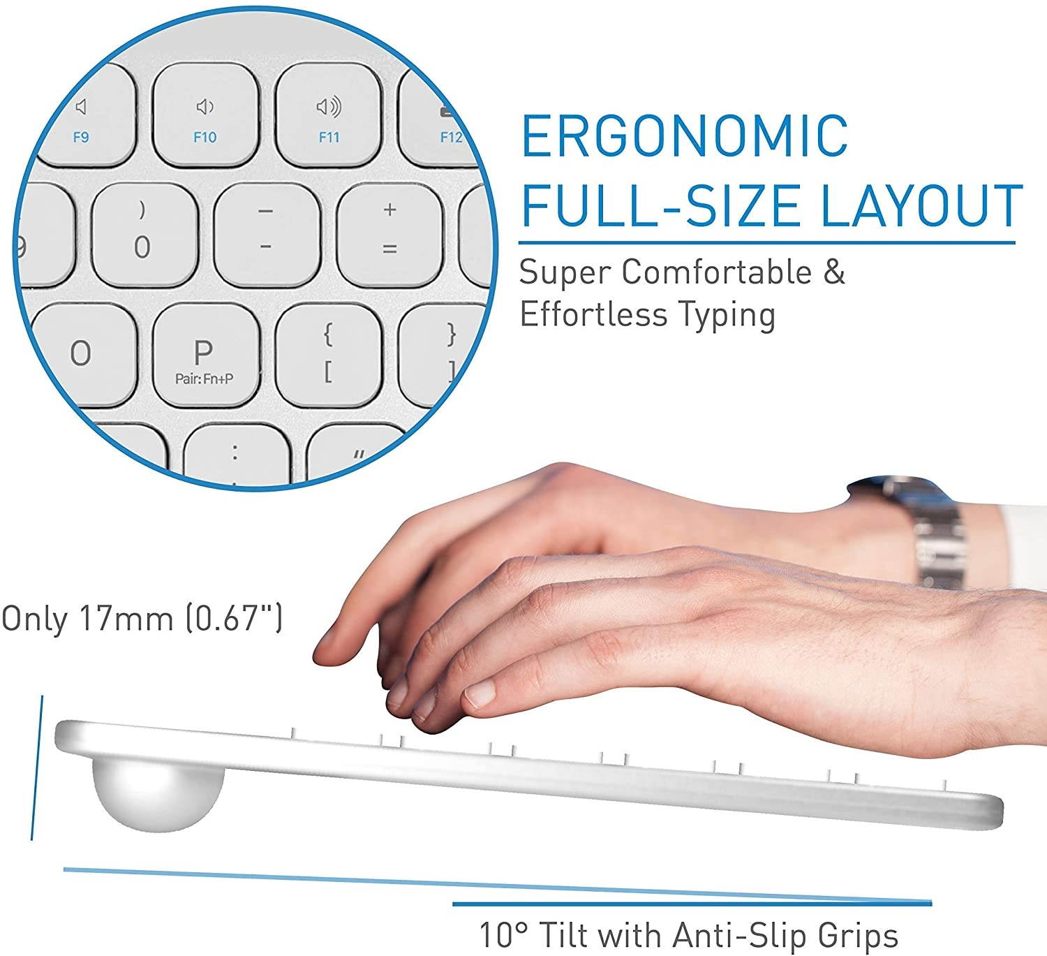 Macally Bluetooth Solar Keyboard for Mac and a 1080P Webcam with Microphone and Tripod, Save Energy