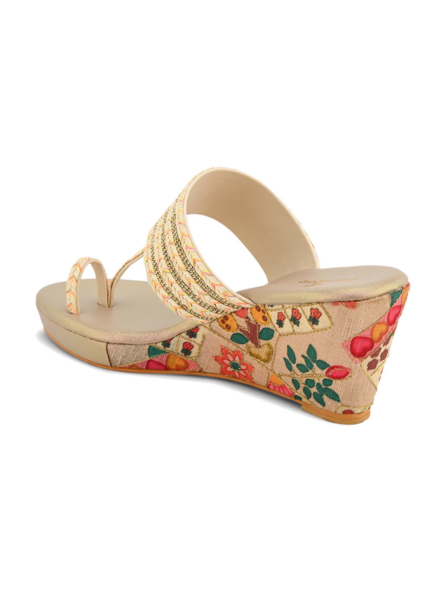 Pelle Albero Women's Gold Toe Ring Wedges