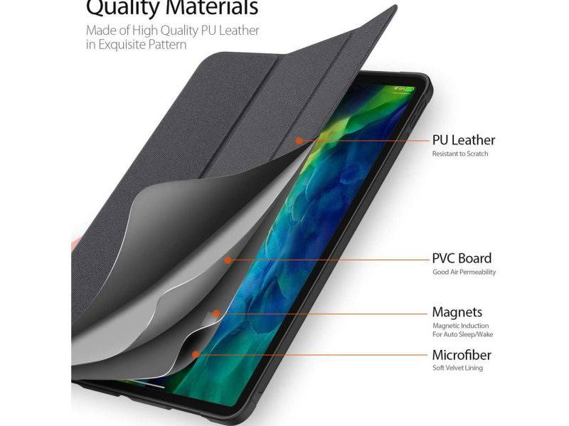 GANGXUN Case for iPad Pro 11 2020/2018, Trifold Smart Slim Magnetic Protective Case Cover with Pencil Holder [Supports Apple Pencil 2 Wireless Charging], Auto Wake/Sleep, Black