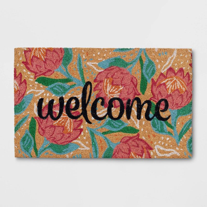 1'6"x2'6" 'Welcome' Flower Doormat Neutral - Opalhouse™