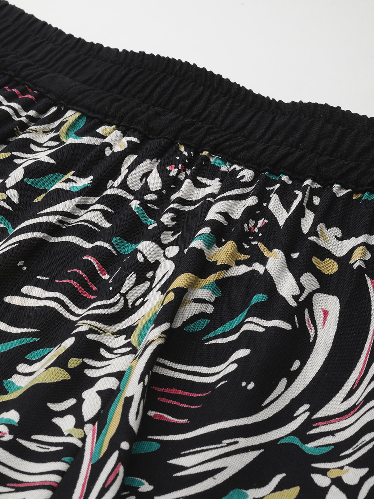 theRebelinme Black Printed Relaxed Fit High Rise Plus Size Culottes