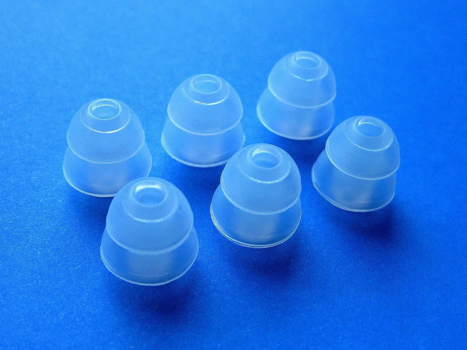 6 Small (S) Clear Double (2 Layer) Flange Earbuds Eartips Set Compatible with Shure SE110, SE115, SE210, SE315, SE420, SE425, SE530 PTH, SE535 in Ear Earphones Headsets