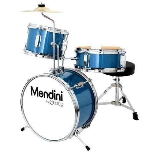 Mendini 13-inch 3-pc Kids Toy Junior Drum Set with Throne Cymbal Pedal Drumsticks, MJDS-1-BL Metallic Blue