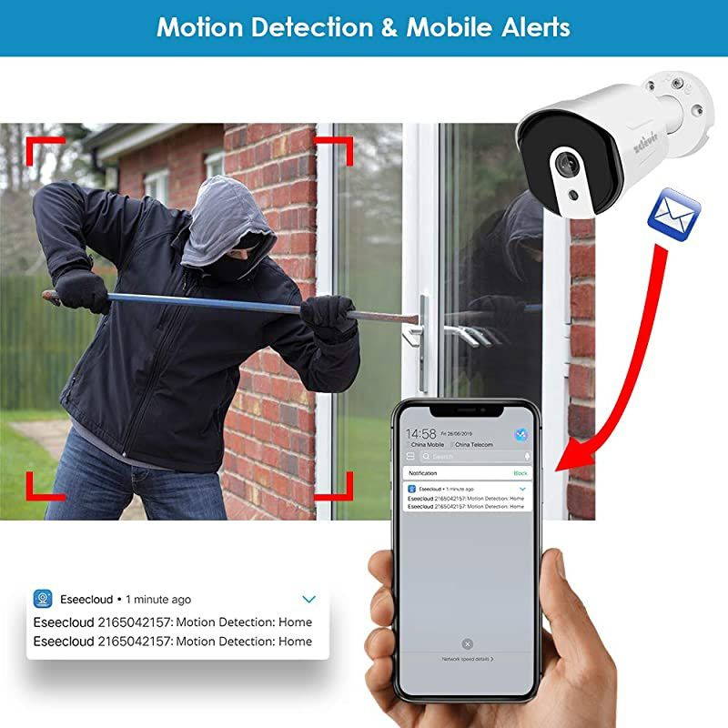 Audio]  5MP PoE Security Camera System, 8 Channel Surveillance Camera System NVR with 2TB Hard Drive, 4pcs 5MP (2592x1944P) HD PoE IP Security Cameras, 24/7 Recording, 120ft IR Night Vision