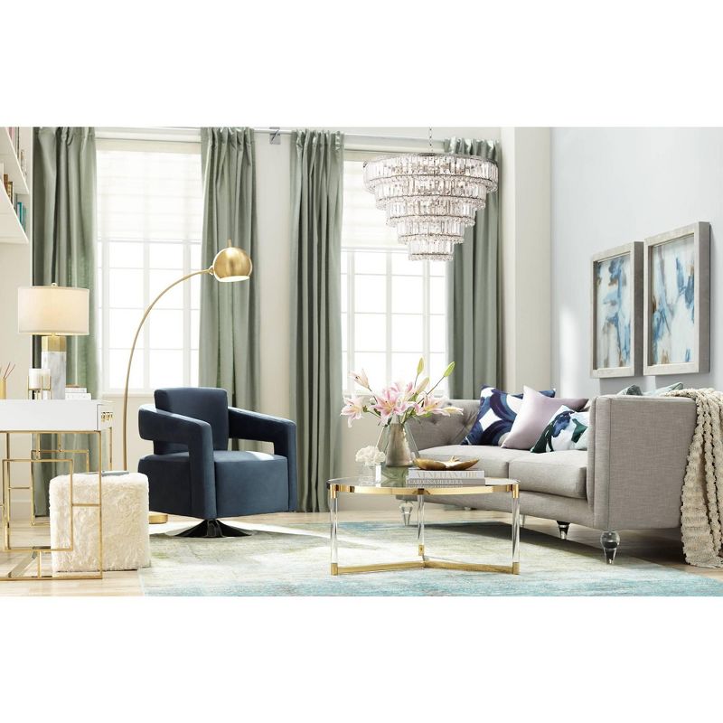 Vienna Full Spectrum Satin Nickel Chandelier 24 1/2" Wide Faceted Crystal Glass for Dining Room House Foyer Kitchen Bedroom