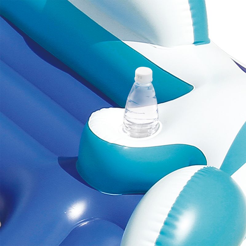 Summer Waves K80011000156 Inflatable 6 Person Party Pad with Cup Holders and Backrests for Pools Beaches, and Lakes, Blue