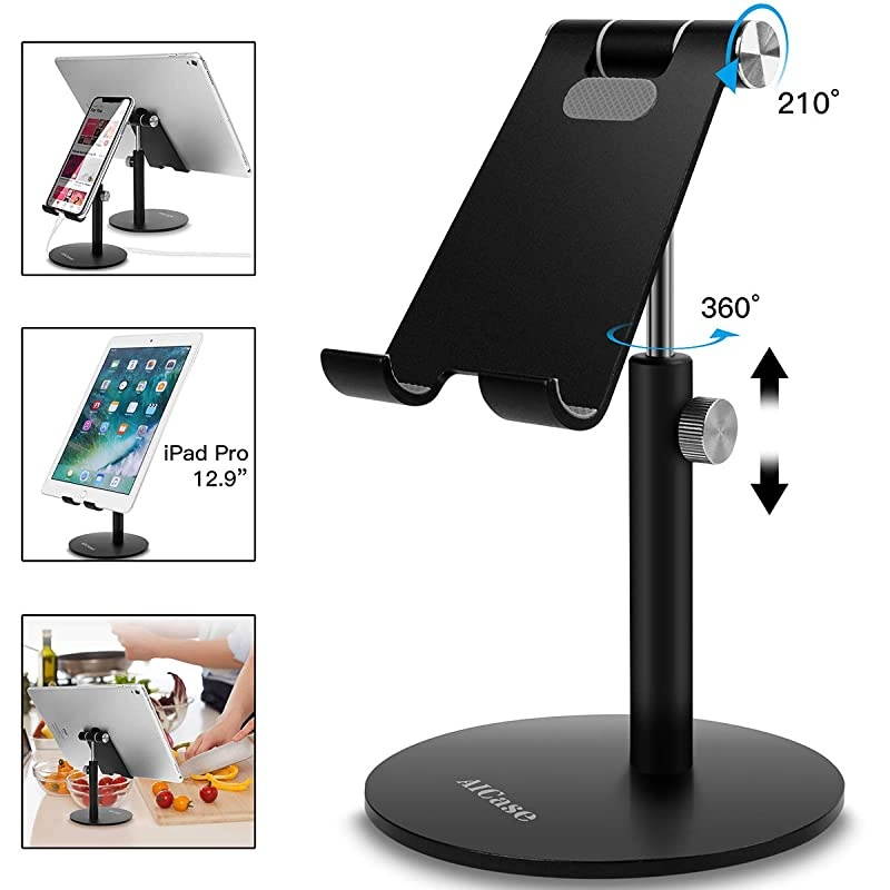 Adjustable TabletPhone Stand  Telescopic Adjustable iPad Stand HolderUniversal Multi Angle Aluminum Stand Compatible with iPhone Smart Cell PhoneTabletiPad413 inch Black