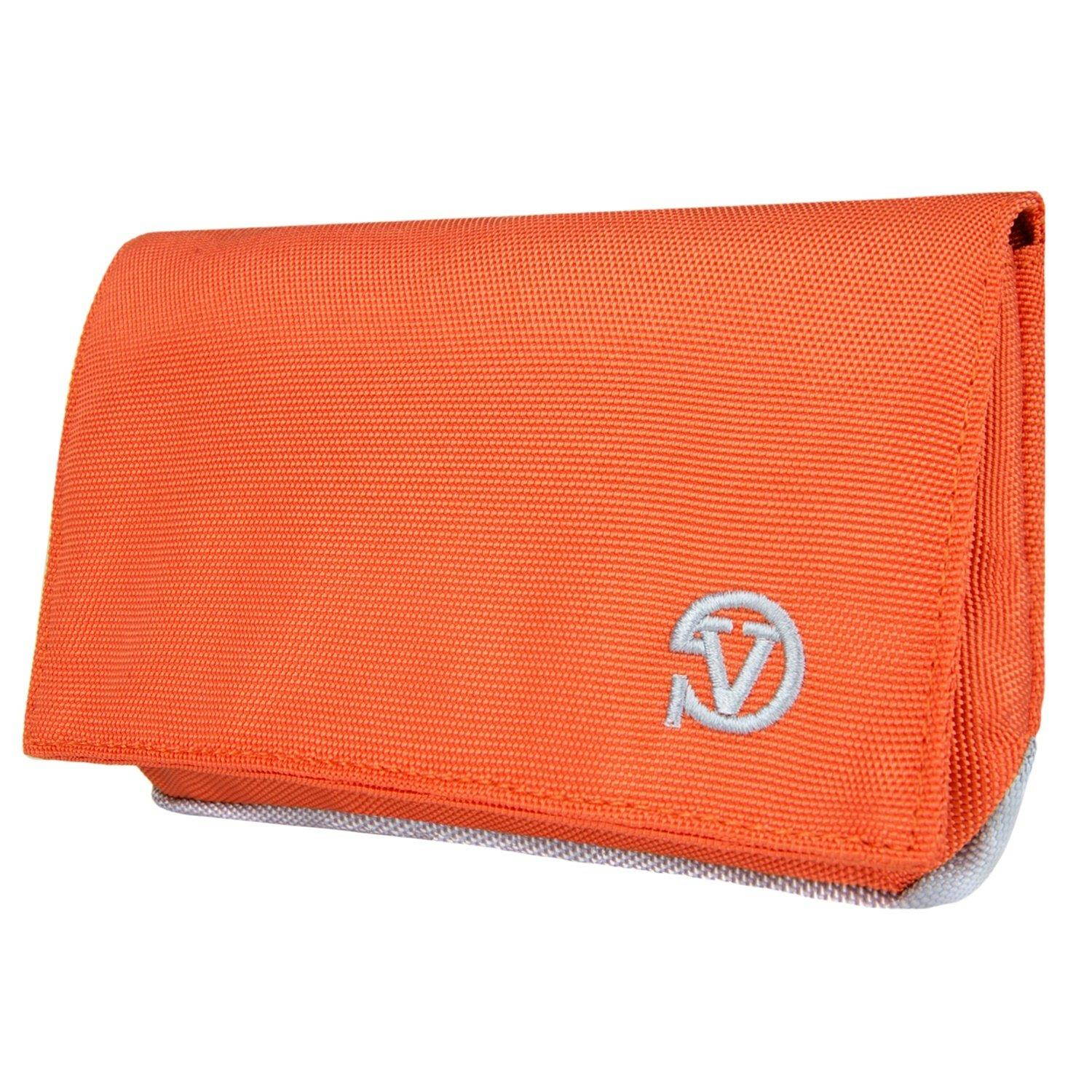 Poly Nylon Horizontal Purse Wallet Case (Orange, Grey) for Nokia 6, Nokia 5, Nokia 3, Microsoft Lumia 650 with Stereo Earphone with Mic