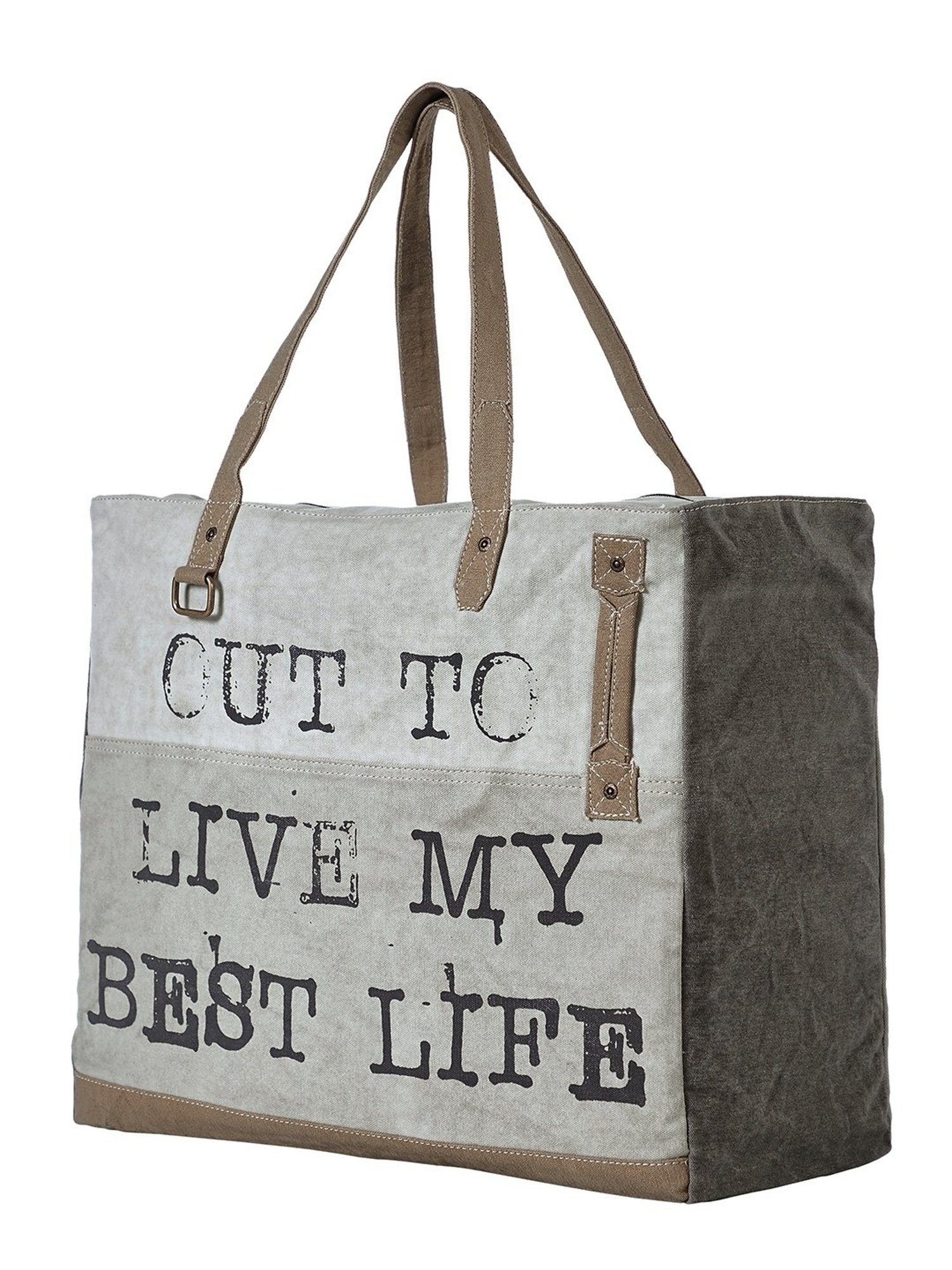 Mona B Grey Textured Large Tote Bag