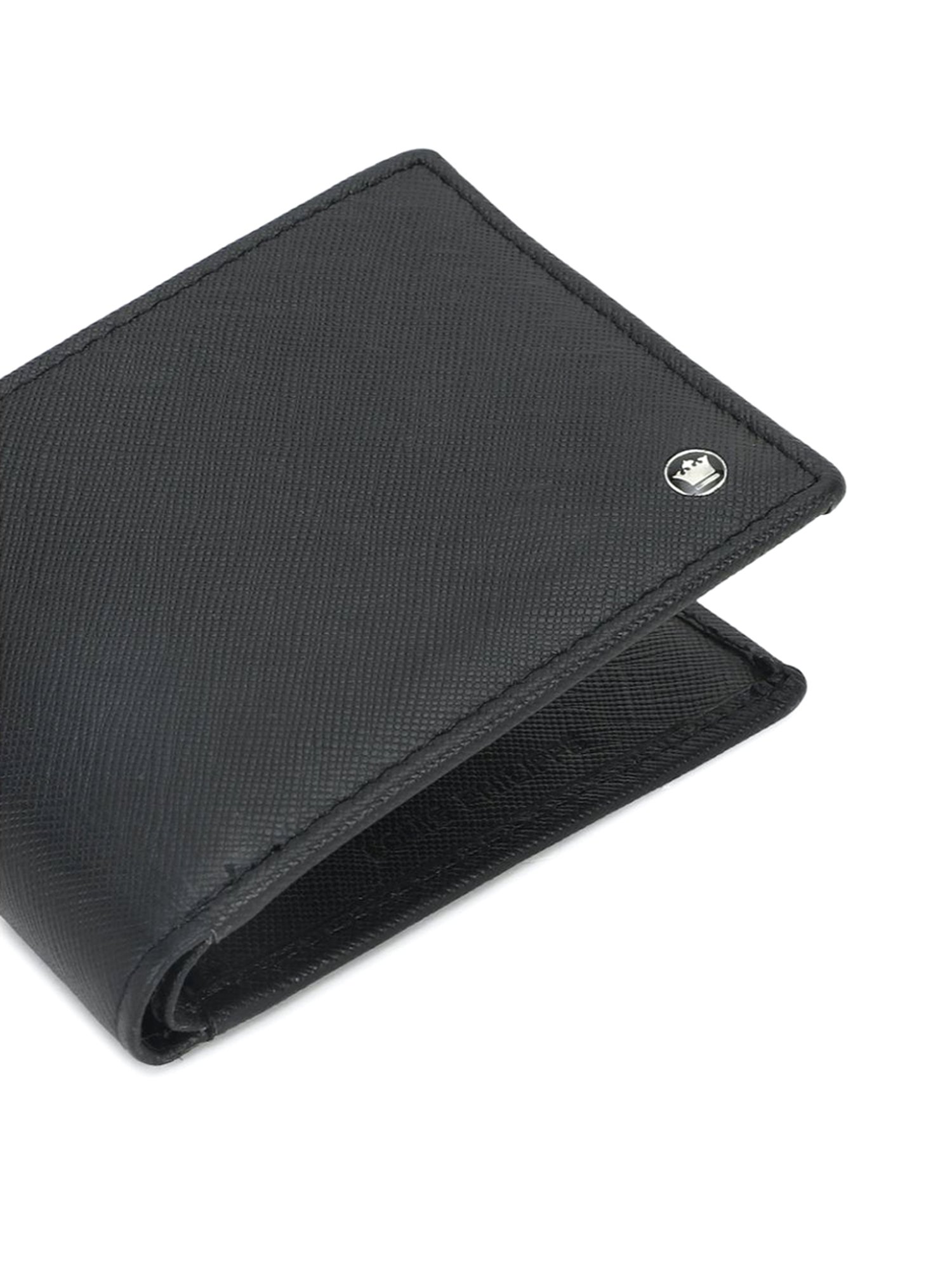 Louis Philippe Black Textured Leather Bi-Fold Wallet for Men