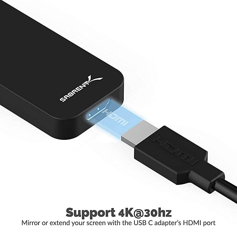 Black Aluminum TypeC to 2Port USB 30 and HDMI Adapter HBHDUC