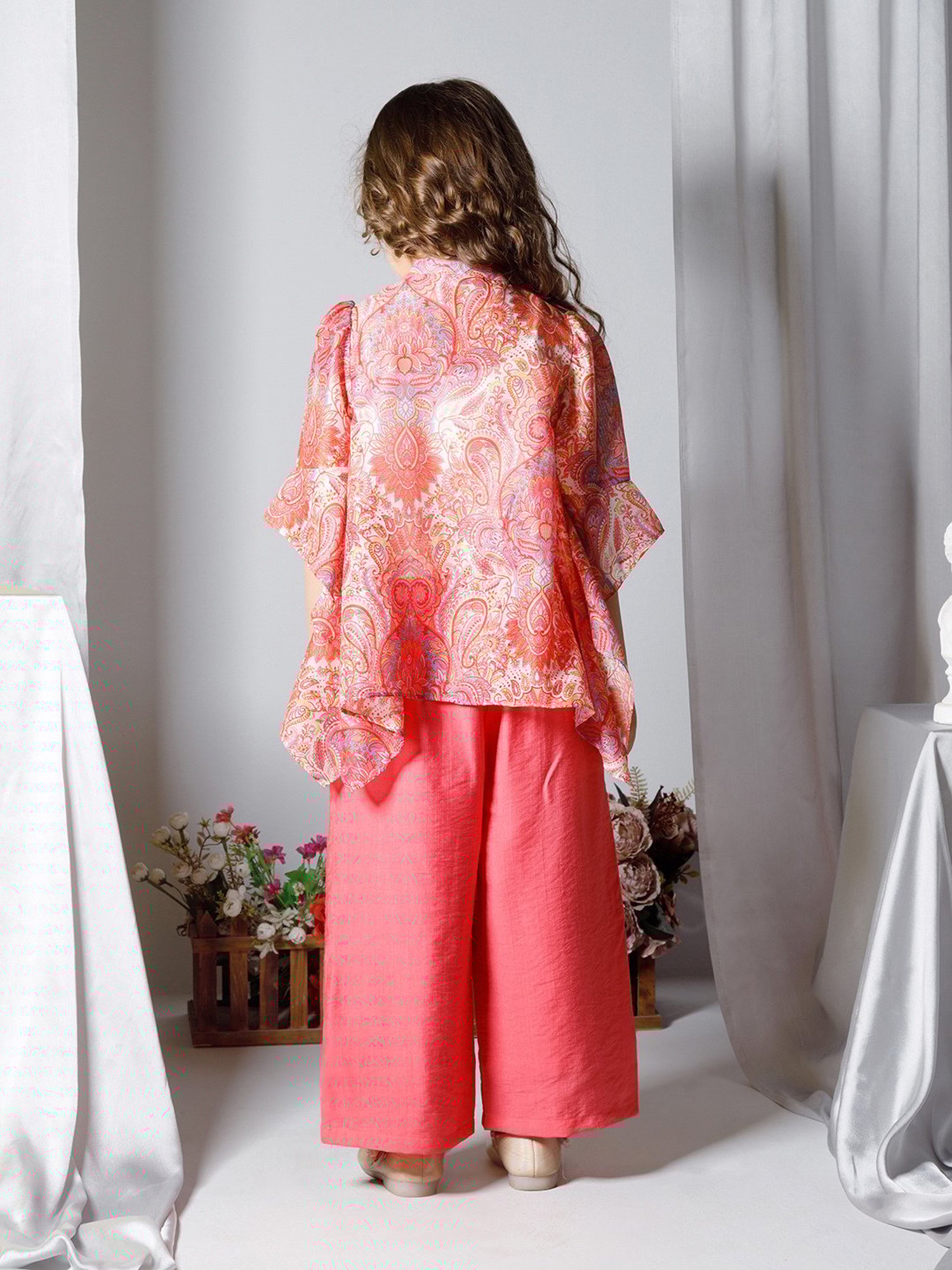 Peppermint Kids Peach Printed Top, Inner with Pants