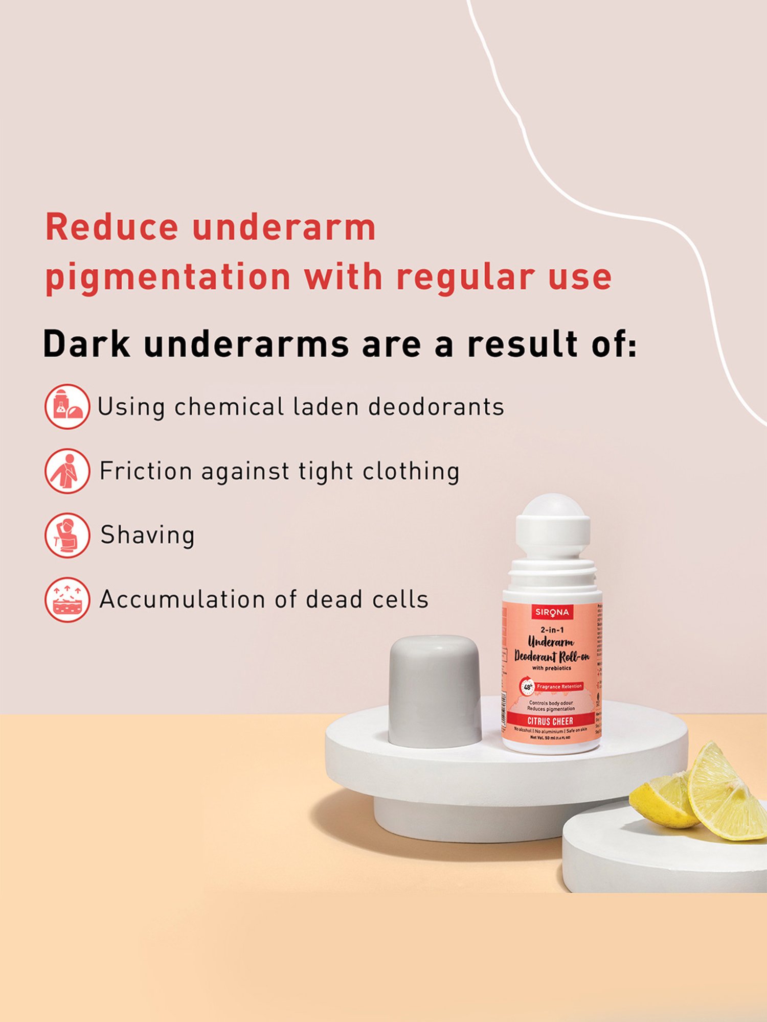Sirona 2-in-1 Underarm Deodorant Roll On - 50 ml