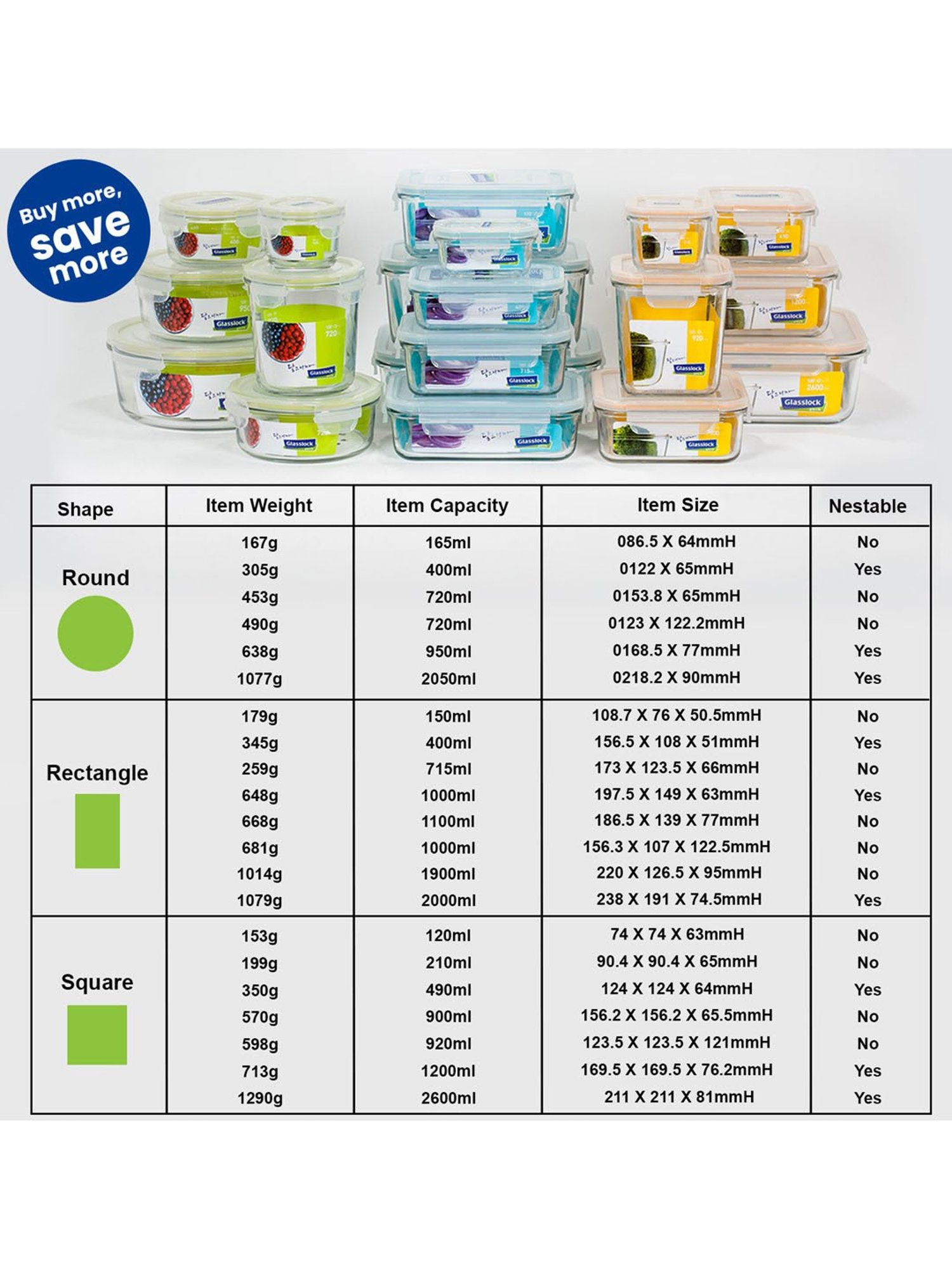 Glasslock Transparent Glass 490 ml Jars and Container