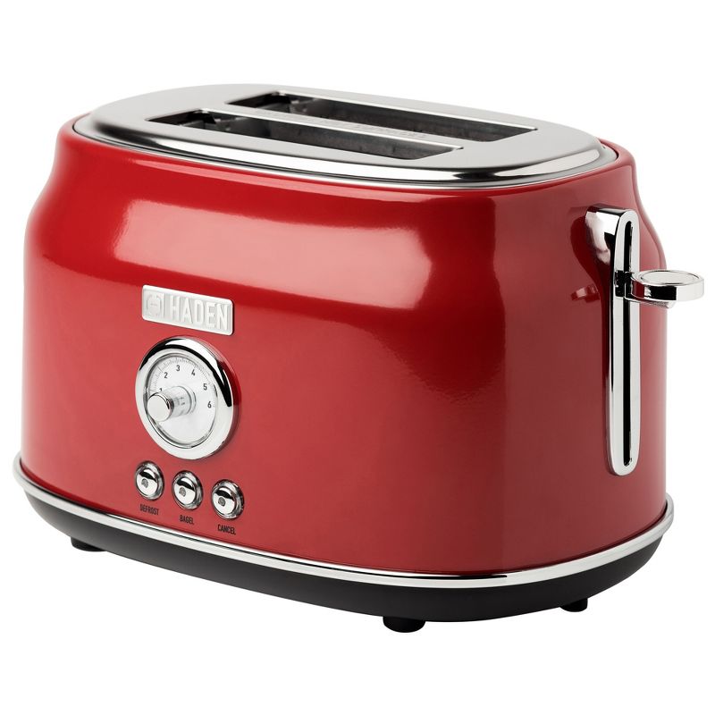 Haden Dorset 2-Slice Wide Slot Stainless Steel Countertop Retro Toaster with Adjustable Browning Control, Red