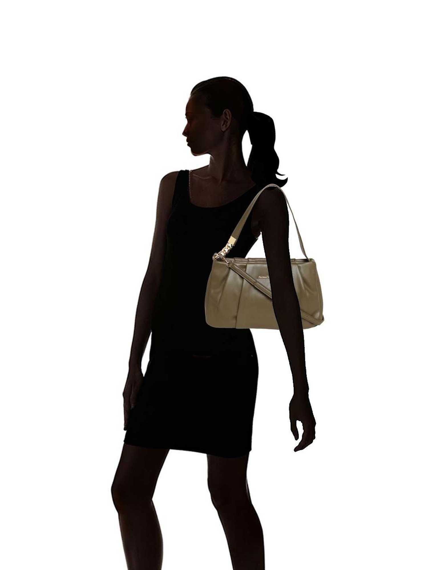 Marina Galanti Olive Textured Medium Baguette Bag