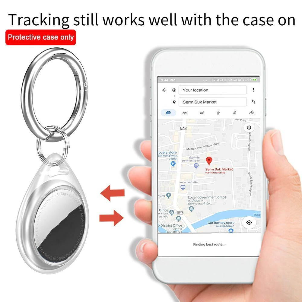 For Apple Airtags Case Transparent Silicone Full Protective Keychain Protective cover Tracker Anti-lost For Apple Sleeve Lo W4C6