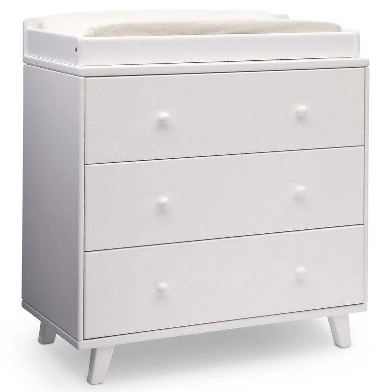Delta Children Ava 3-Drawer Dresser with Changing Top - White