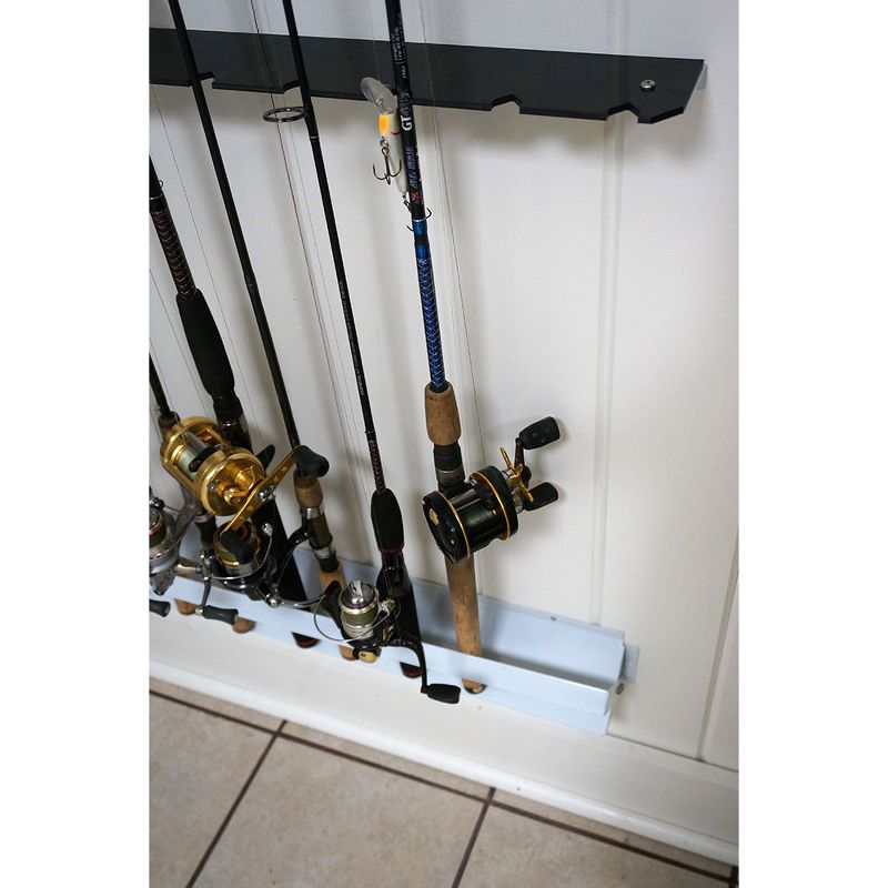 Viking Solutions VFR002 11 Rod Wall Mounted 2 Piece Powder Coat Steel Vertical Fishing Rod and Reel Holder Rack