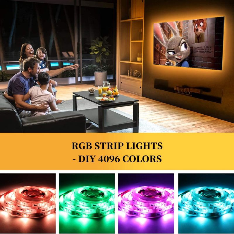 Bason TV LED Backlight 14.76ft USB Led Lights Strip for 60-70 TV/Monitor Backlight LED TV Lights with Remote 4096 DIY Colors TV Bias Lighting for HDTV PCUpdated.